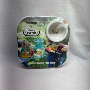 Fancy Panz Party Plates - Cream - Brand New PACK‎ OF 4